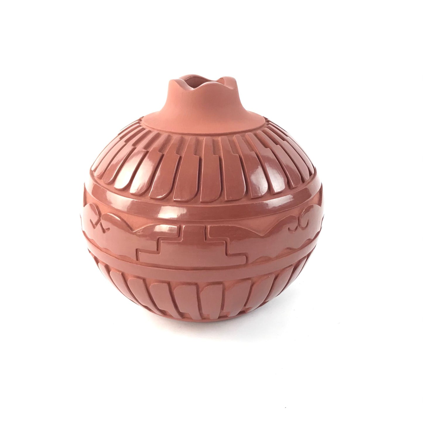 Sue Tapia Ohkay Owingeh Red on Red Jar