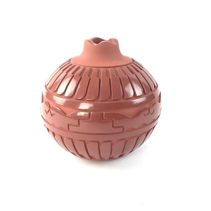 Sue Tapia Ohkay Owingeh Red on Red Jar-Indian Pueblo Store