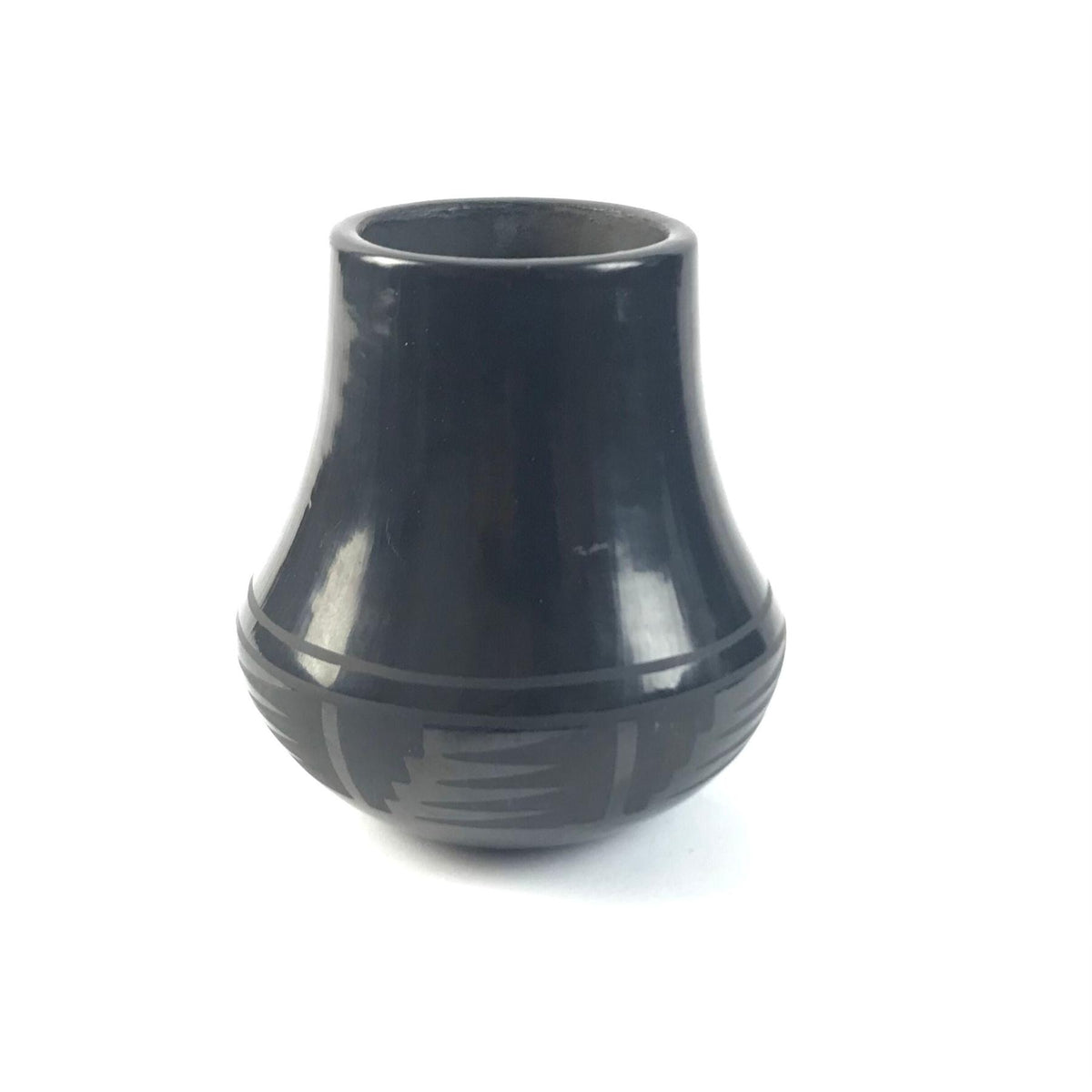 Crucita Gonzales Calabaza "Blue Corn" Black on Black Jar-Indian Pueblo Store