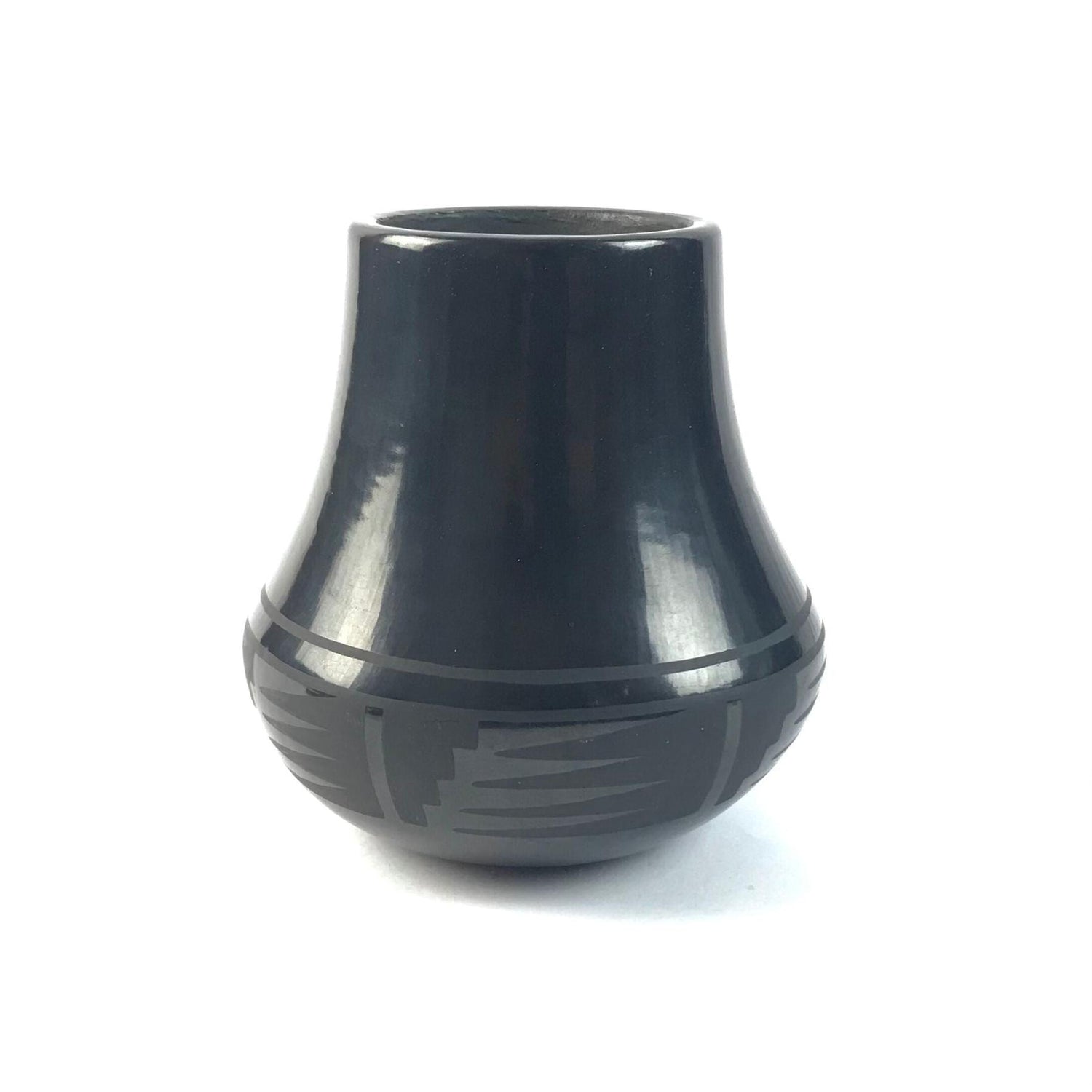 Crucita Gonzales Calabaza "Blue Corn" Black on Black Jar-Indian Pueblo Store