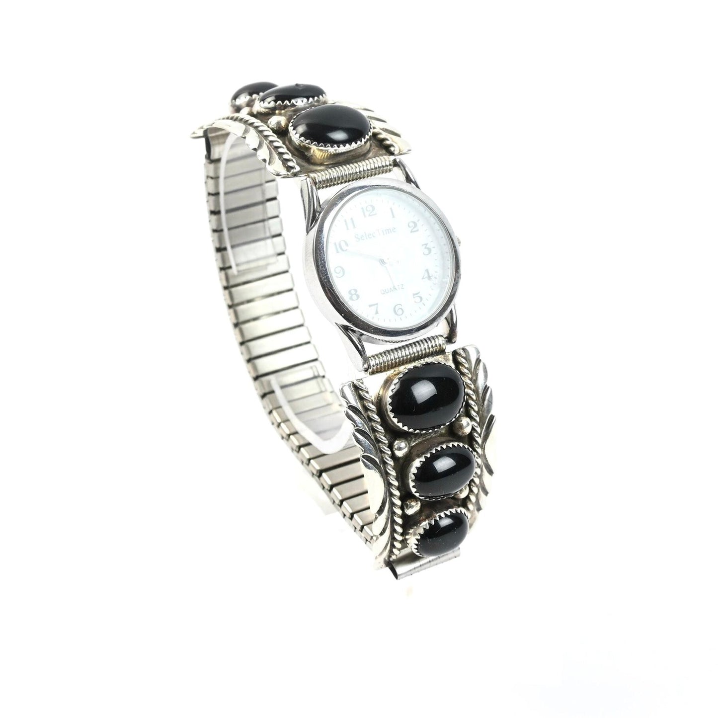 Pansy Johnson Onyx Applique Stretch Watch-Indian Pueblo Store