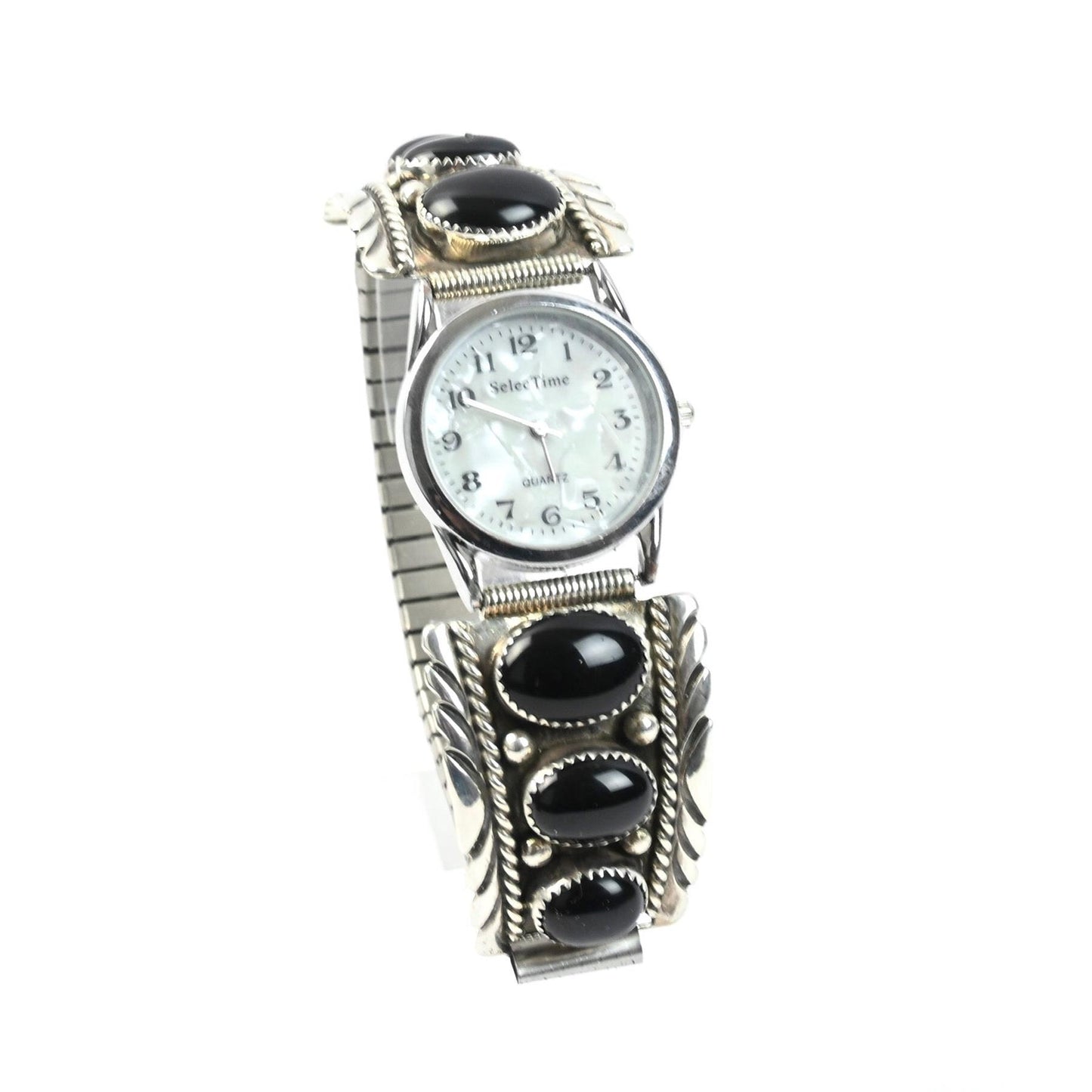 Pansy Johnson Onyx Applique Stretch Watch-Indian Pueblo Store