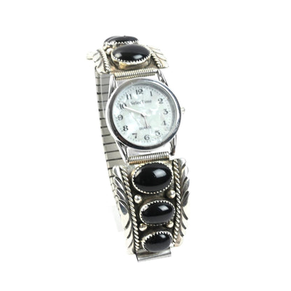 Pansy Johnson Onyx Applique Stretch Watch-Indian Pueblo Store