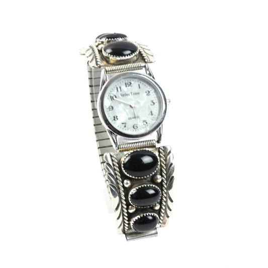 Pansy Johnson Onyx Applique Stretch Watch-Indian Pueblo Store