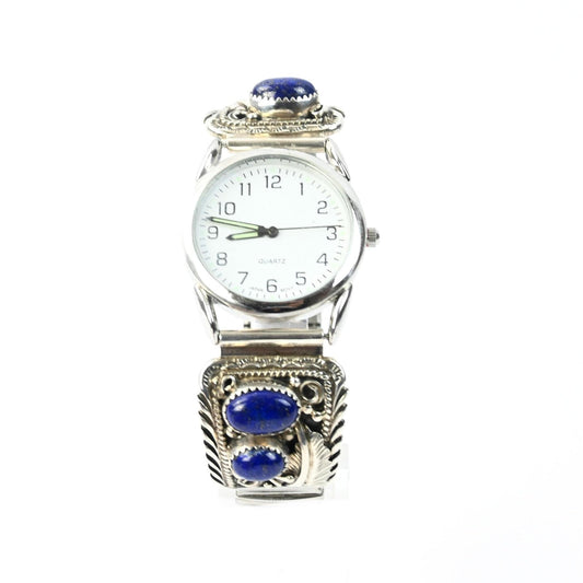Arlene Yazzie Lapis Applique Stretch Watch-Indian Pueblo Store