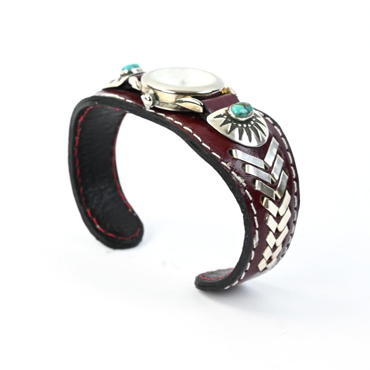 Frank Armstrong Leather Cuff Bracelet Watch-Indian Pueblo Store