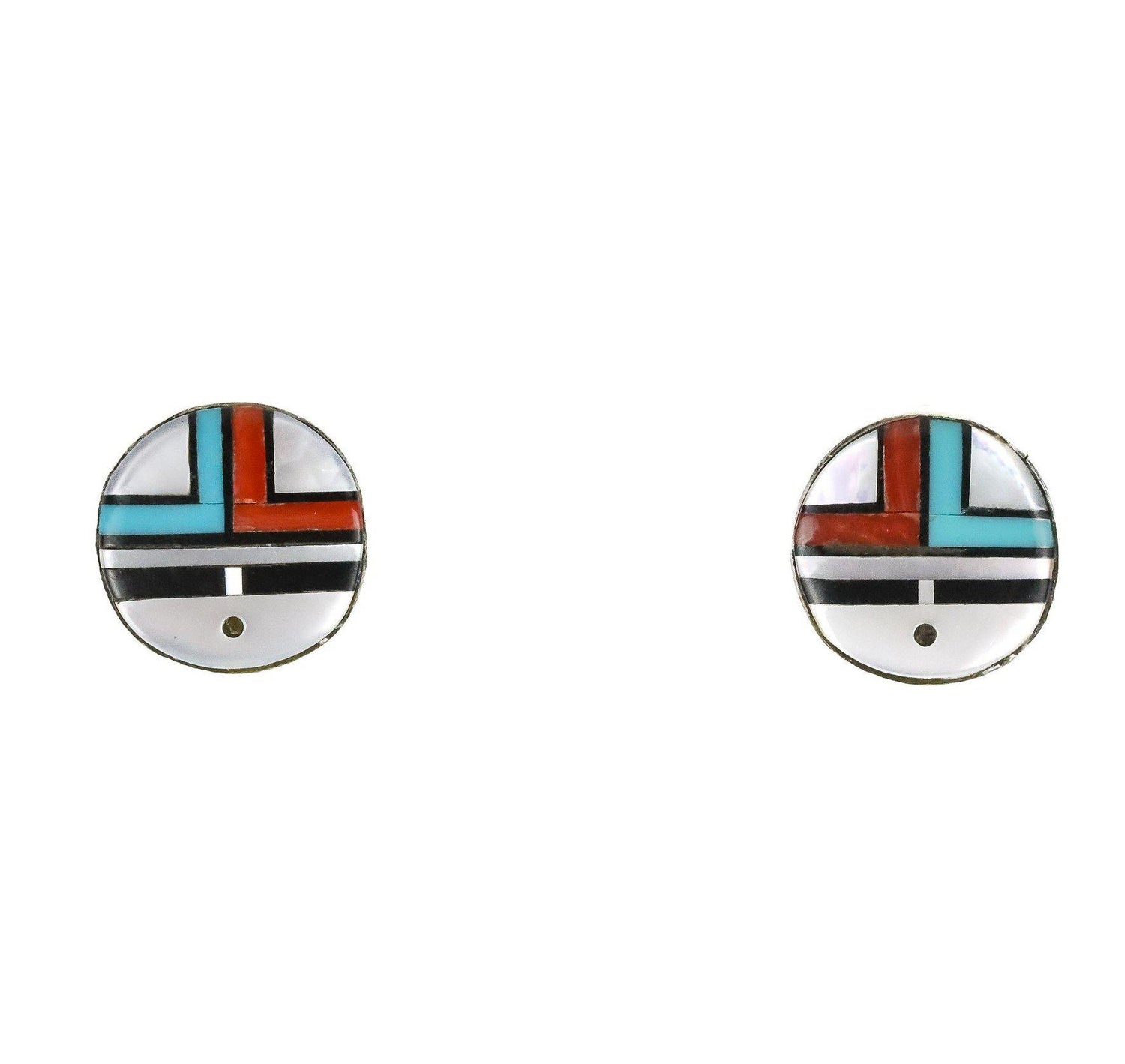 James Cheama Zuni Sunface Earrings-Indian Pueblo Store