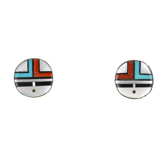 James Cheama Zuni Sunface Earrings-Indian Pueblo Store