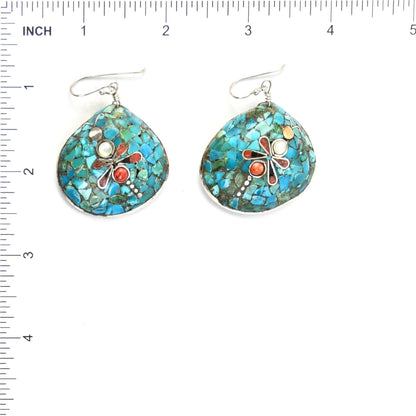 John and Mary Aguilar Santo Domingo Mosaic Shell Earrings-Indian Pueblo Store