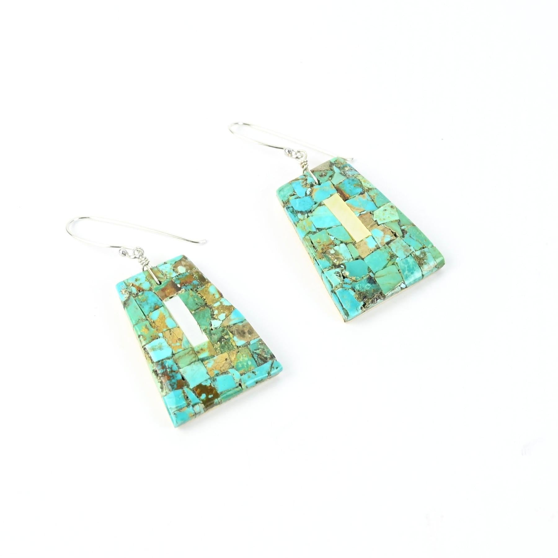 John and Mary Aguilar Santo Domingo Mosaic Earrings-Indian Pueblo Store