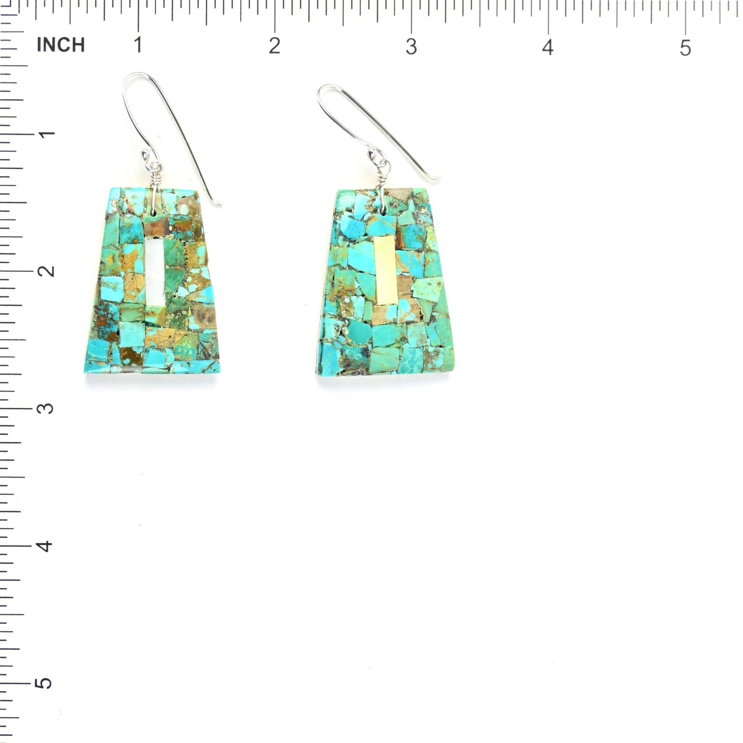 John and Mary Aguilar Santo Domingo Mosaic Earrings-Indian Pueblo Store