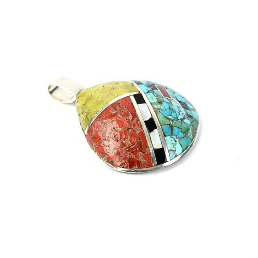 John and Mary Aguilar Santo Domingo Mosaic Shell Pendant-Indian Pueblo Store