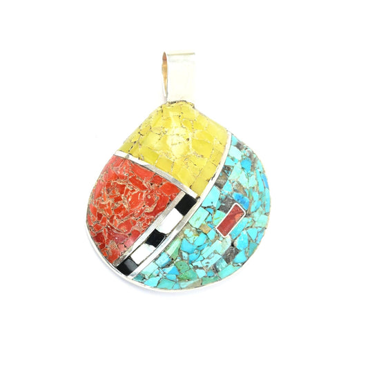 John and Mary Aguilar Santo Domingo Mosaic Shell Pendant-Indian Pueblo Store