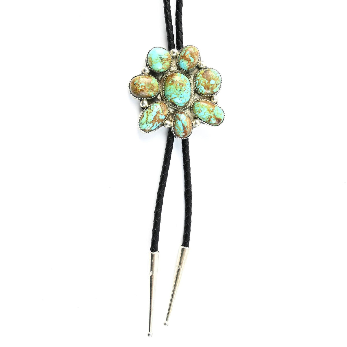 Nelson Morgan Turquoise Cluster Bolo Tie-Indian Pueblo Store