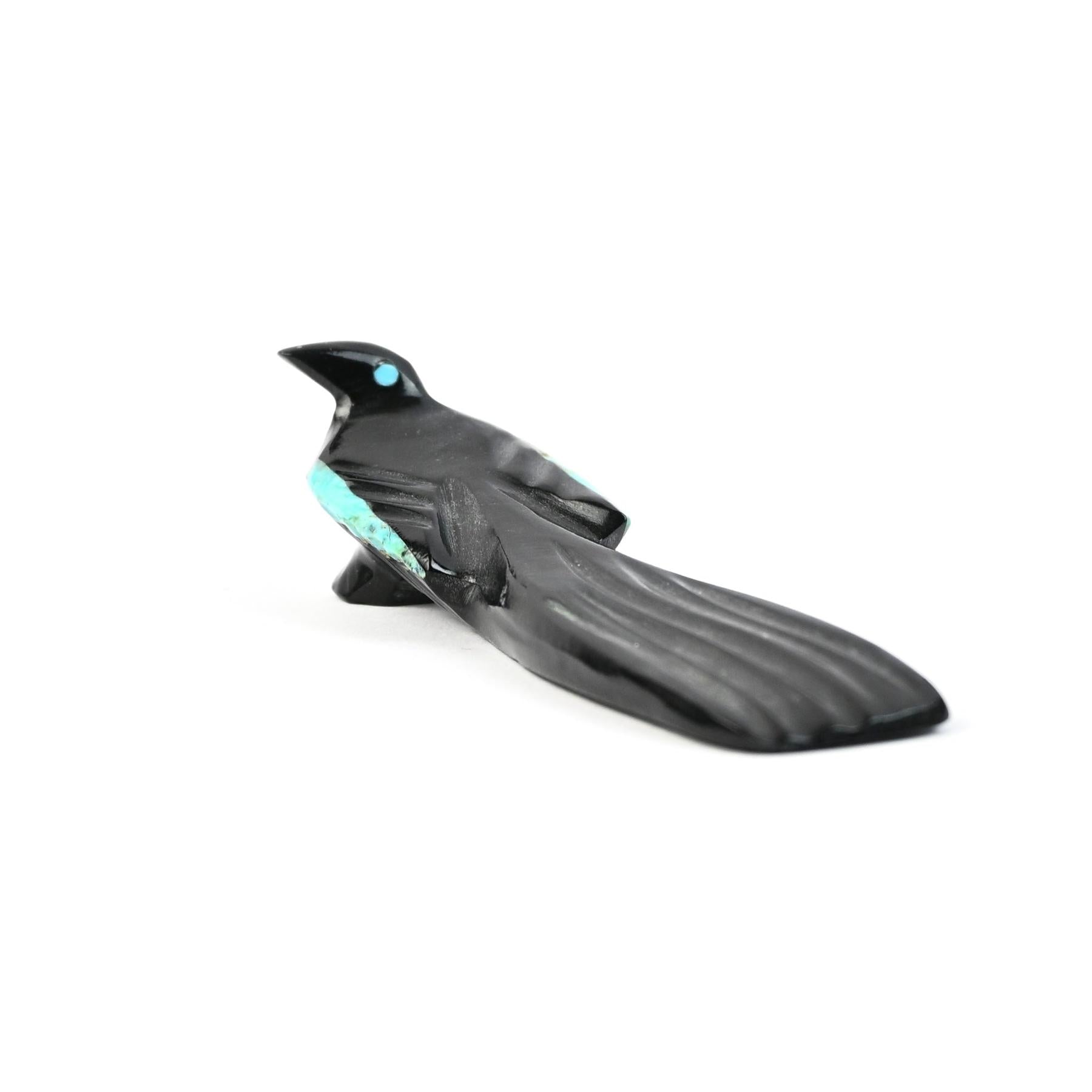 Cal Bowannie Marble Magpie Fetish Carving-Indian Pueblo Store