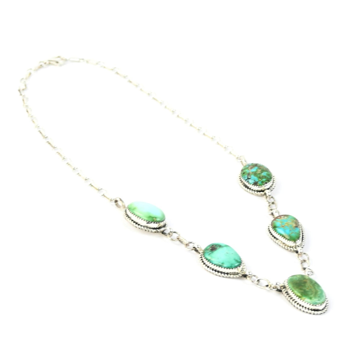 Randy Billy Green Turquoise Lariat Necklace-Indian Pueblo Store