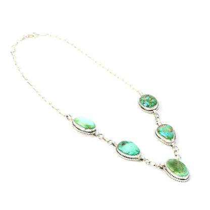 Randy Billy Green Turquoise Lariat Necklace-Indian Pueblo Store