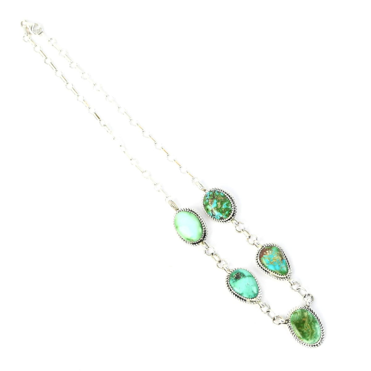 Randy Billy Green Turquoise Lariat Necklace-Indian Pueblo Store