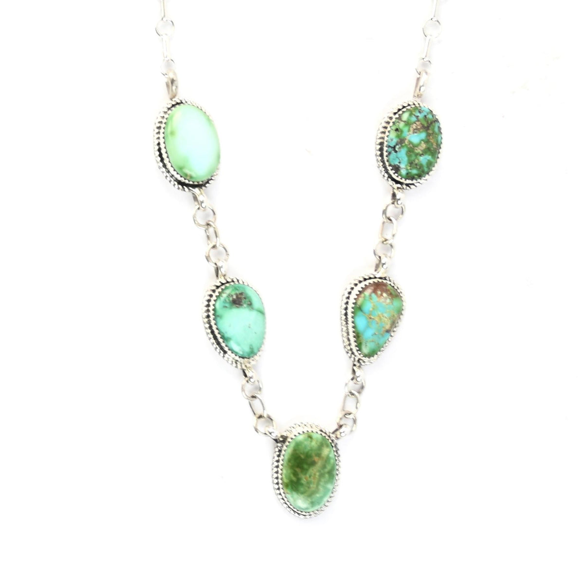 Randy Billy Green Turquoise Lariat Necklace-Indian Pueblo Store