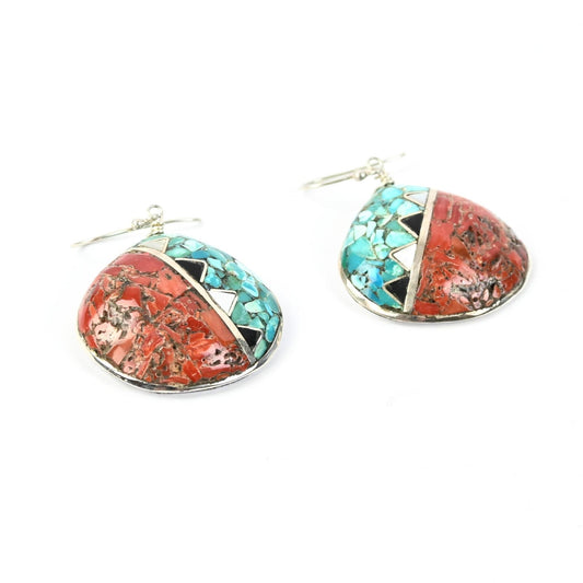 John and Mary Aguilar Mosaic Shell Earrings-Indian Pueblo Store