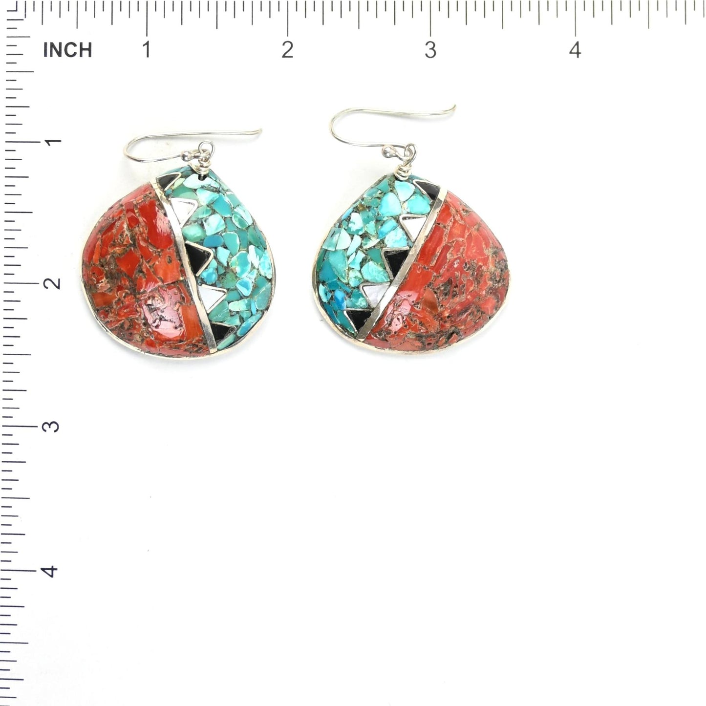 John and Mary Aguilar Mosaic Shell Earrings-Indian Pueblo Store
