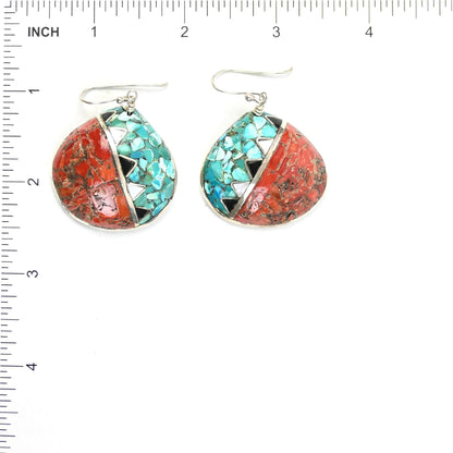 John and Mary Aguilar Mosaic Shell Earrings-Indian Pueblo Store