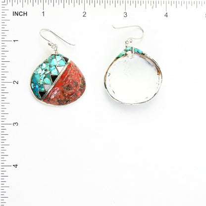 John and Mary Aguilar Mosaic Shell Earrings-Indian Pueblo Store