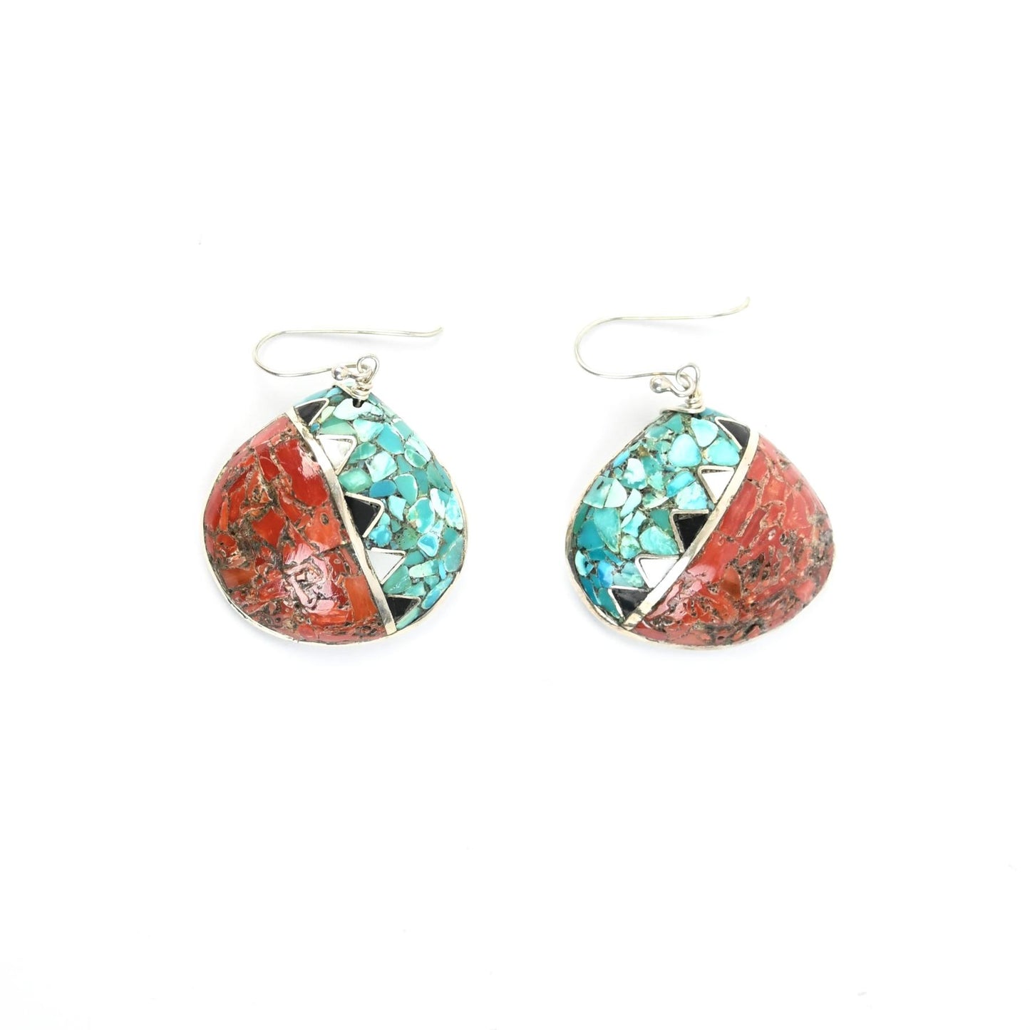 John and Mary Aguilar Mosaic Shell Earrings-Indian Pueblo Store