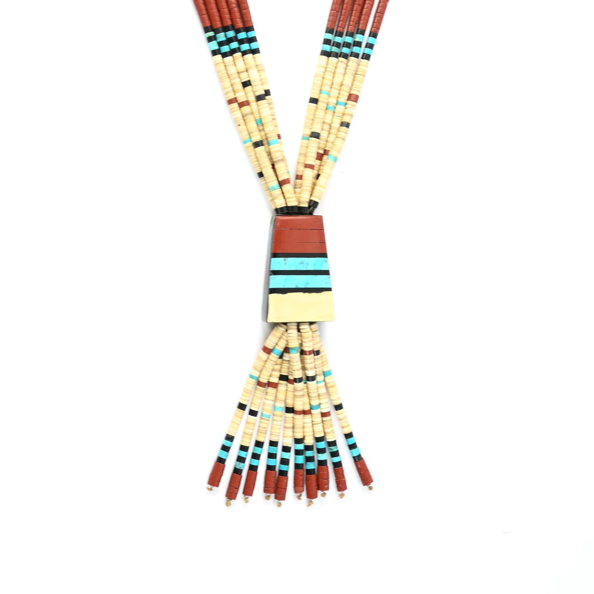 Torevia Crespin 5 Strand Melon Shell Multi-gemstone Ceremony Necklace-Indian Pueblo Store