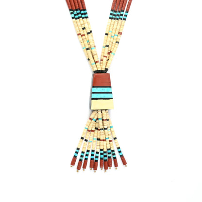 Torevia Crespin 5 Strand Melon Shell Multi-gemstone Ceremony Necklace-Indian Pueblo Store