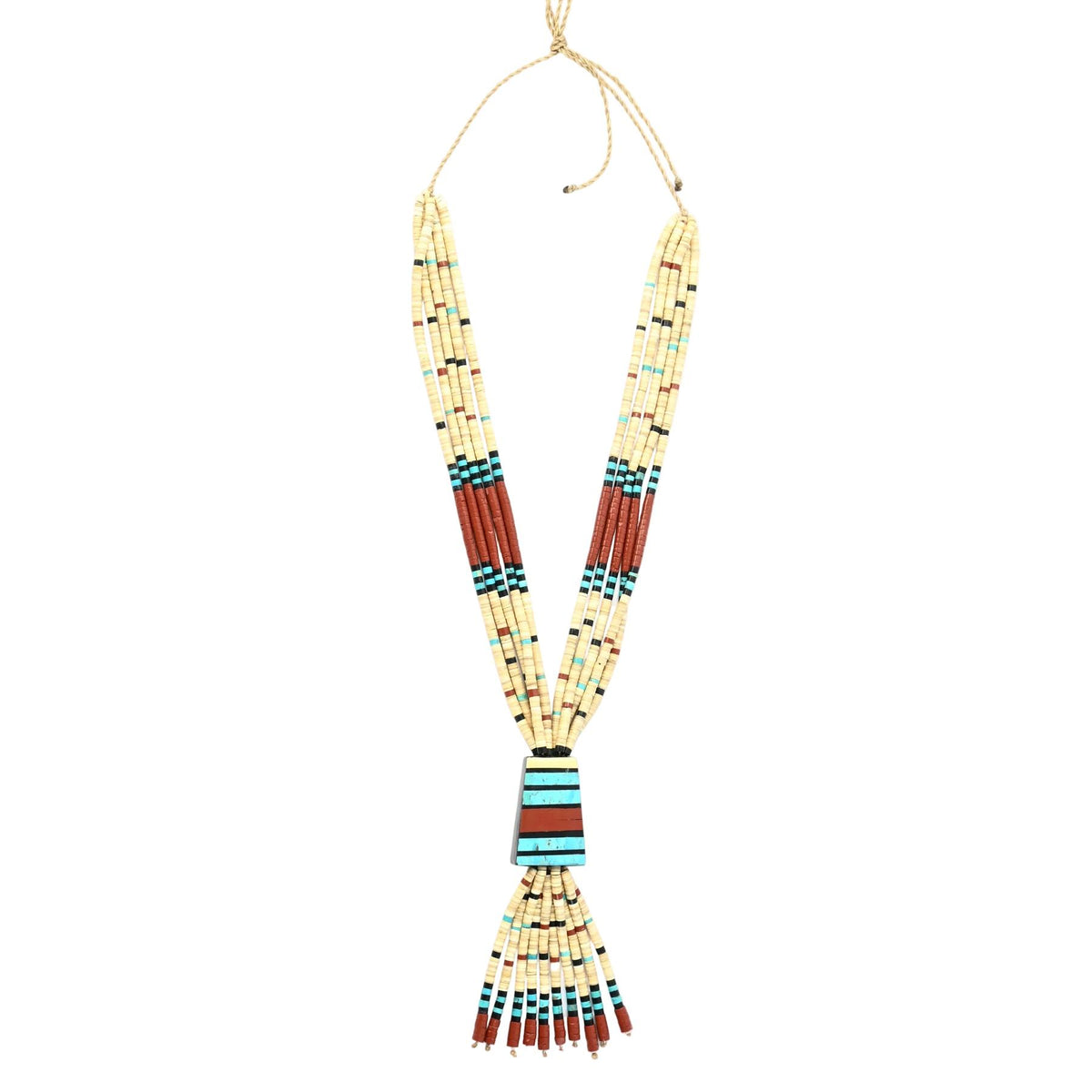Torevia Crespin 5 Strand Melon Shell Multi-gemstone Ceremony Necklace-Indian Pueblo Store
