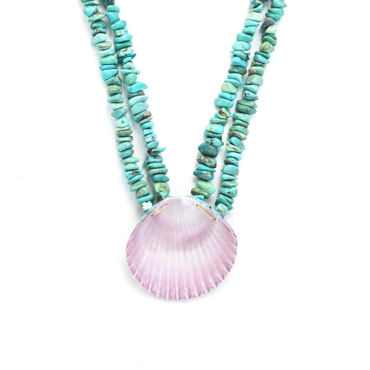 Torevia Crespin Turquoise 2-Strand Mosaic Inlay Pendant Heishi Necklace-Indian Pueblo Store
