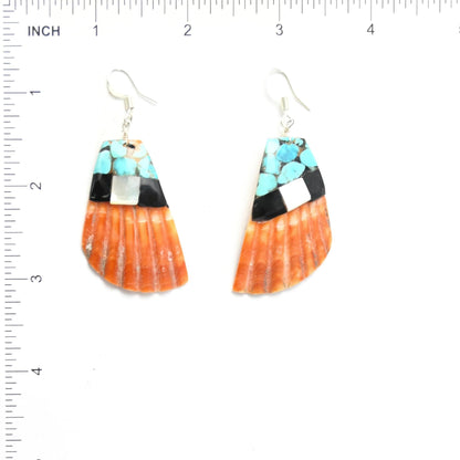 Torevia Crespin Turquoise 2-Strand Mosaic Inlay Shell Pendant Necklace and Earring Set-Indian Pueblo Store