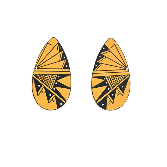 Elvis Torres Hand-painted Wood Post Earrings-Indian Pueblo Store