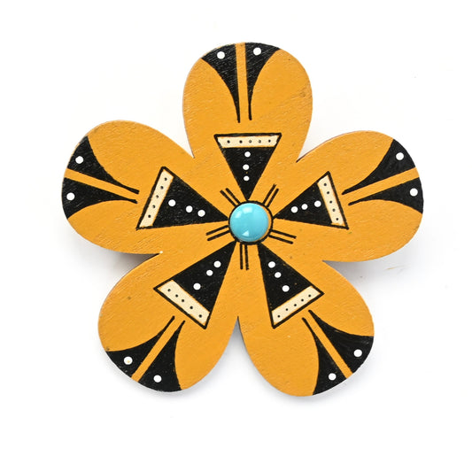 Elvis Torres Hand-Painted Flower Geometric Pin-Indian Pueblo Store