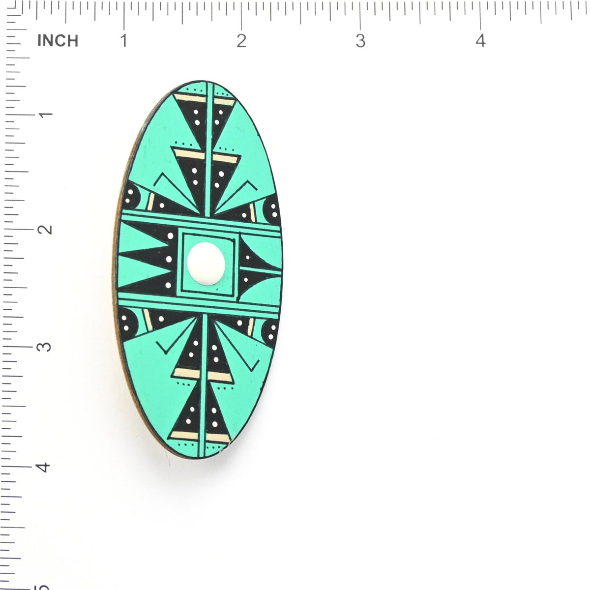 Elvis Torres Hand-Painted Oval Geometric Pin-Indian Pueblo Store