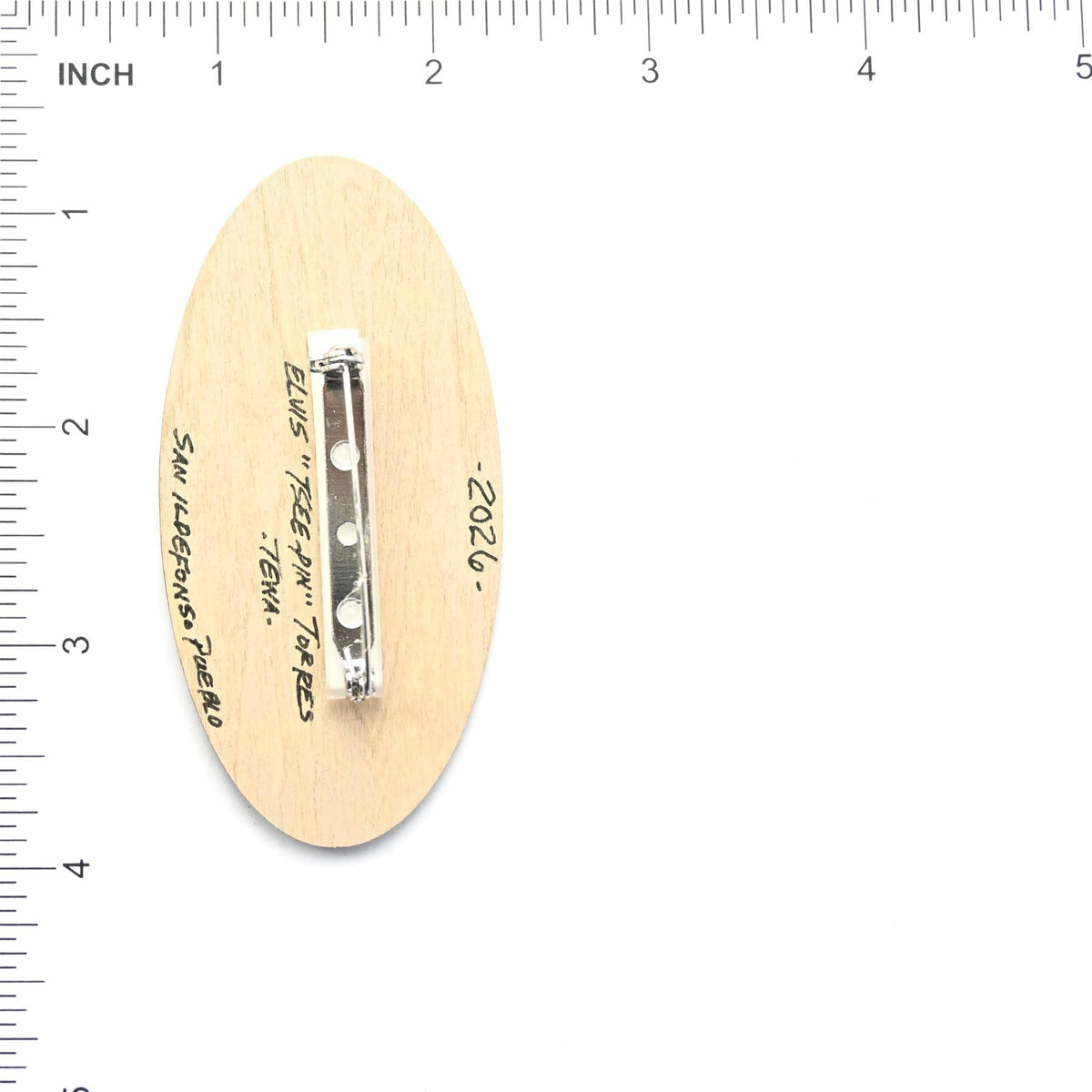 Elvis Torres Hand-Painted Oval Geometric Pin-Indian Pueblo Store