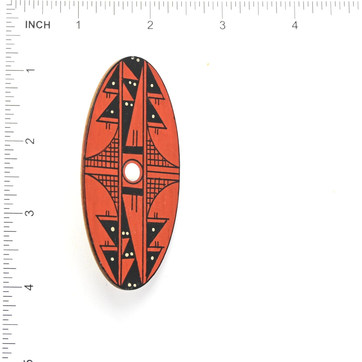 Elvis Torres Hand-Painted Oval Geometric Pin-Indian Pueblo Store