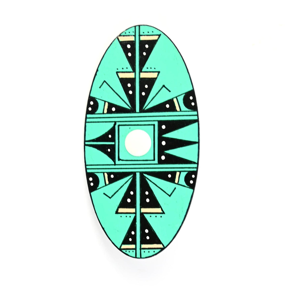 Elvis Torres Hand-Painted Oval Geometric Pin-Indian Pueblo Store