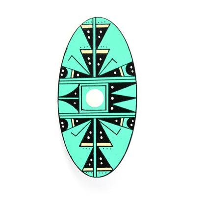 Elvis Torres Hand-Painted Oval Geometric Pin-Indian Pueblo Store