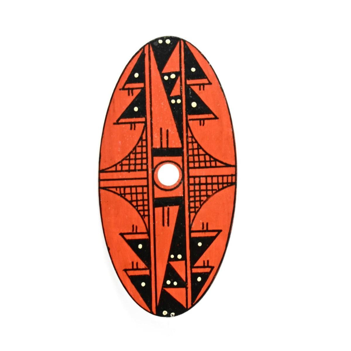 Elvis Torres Hand-Painted Oval Geometric Pin-Indian Pueblo Store