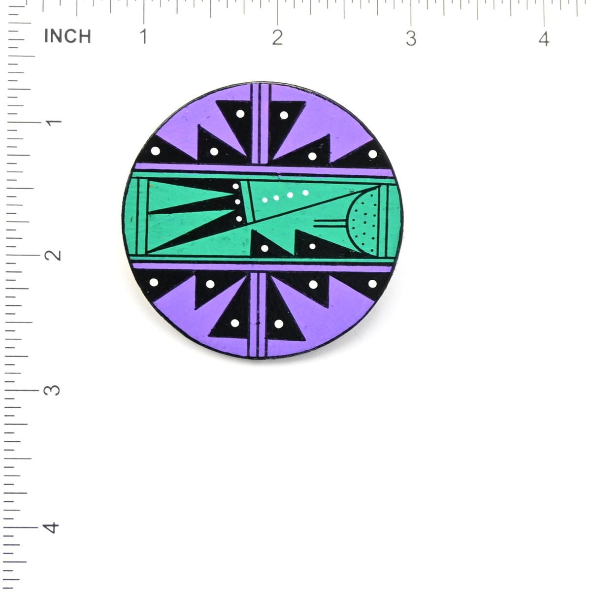 Elvis Torres San Ildefonso Wood Round Pin-Indian Pueblo Store
