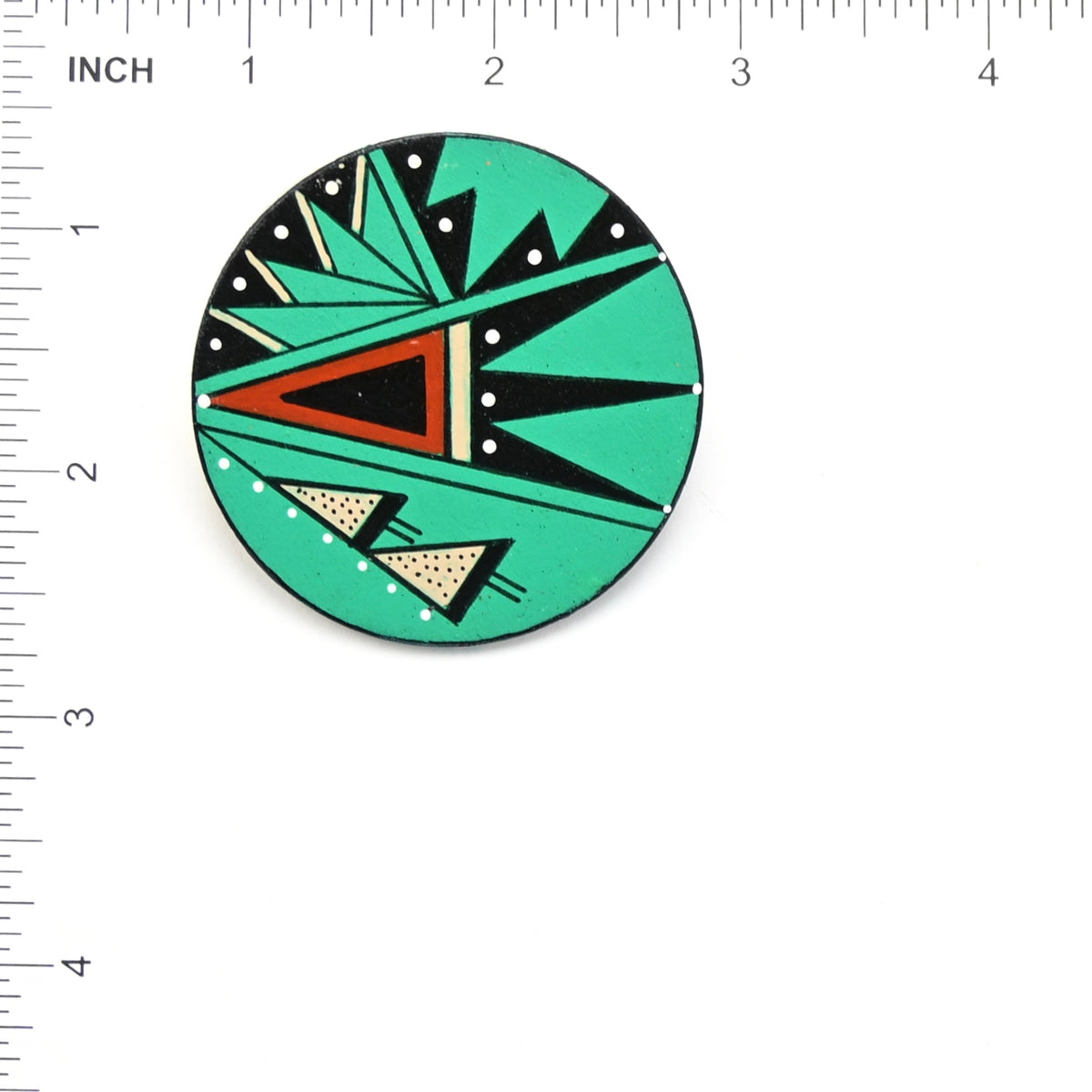 Elvis Torres San Ildefonso Wood Round Pin-Indian Pueblo Store