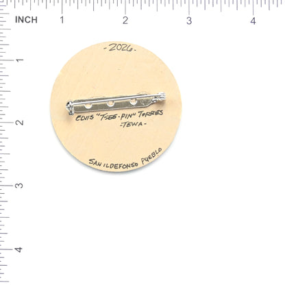 Elvis Torres San Ildefonso Wood Round Pin-Indian Pueblo Store