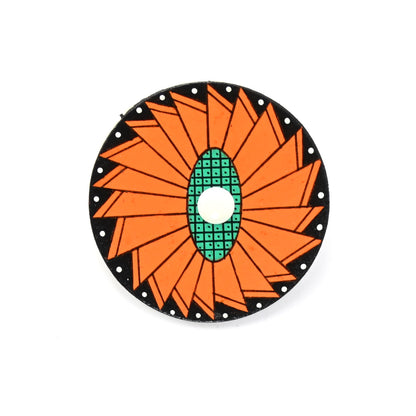 Elvis Torres San Ildefonso Wood Round Pin-Indian Pueblo Store