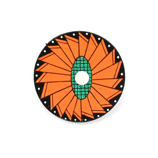 Elvis Torres San Ildefonso Wood Round Pin-Indian Pueblo Store