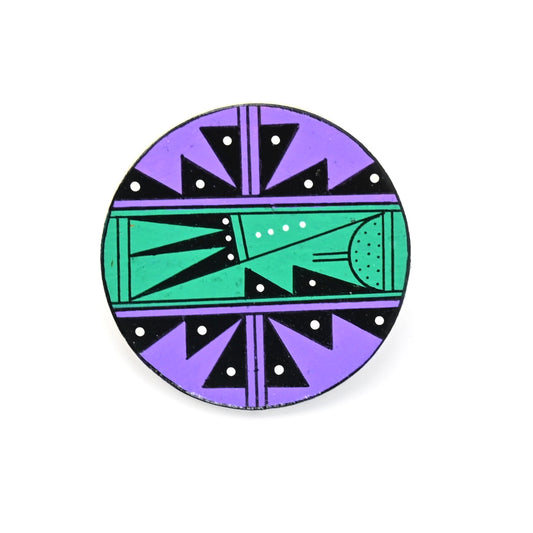 Elvis Torres San Ildefonso Wood Round Pin-Indian Pueblo Store