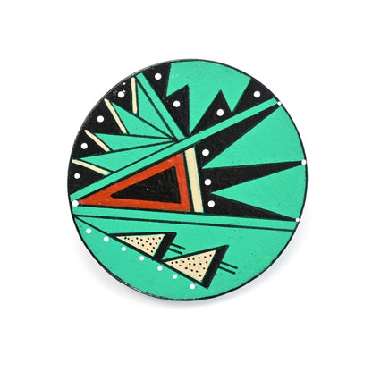 Elvis Torres San Ildefonso Wood Round Pin-Indian Pueblo Store