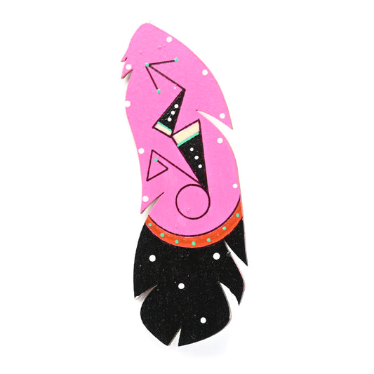 Elvis Torres Hand-Painted Feather Wood Pin-Indian Pueblo Store