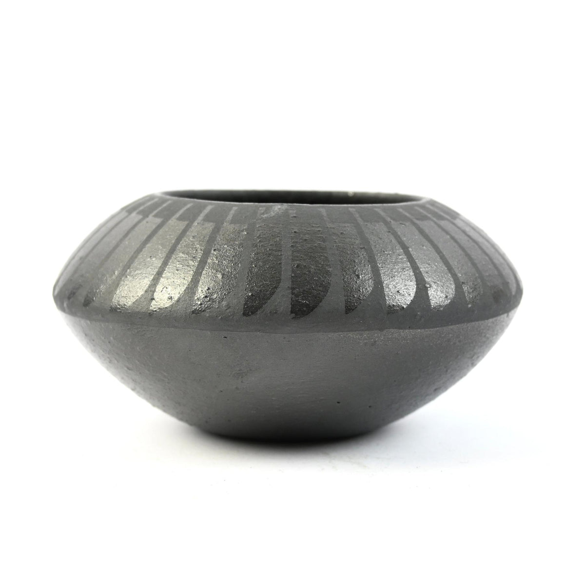 Johnny Cruz San Ildefonso Small Micaceous Feather Bowl-Indian Pueblo Store